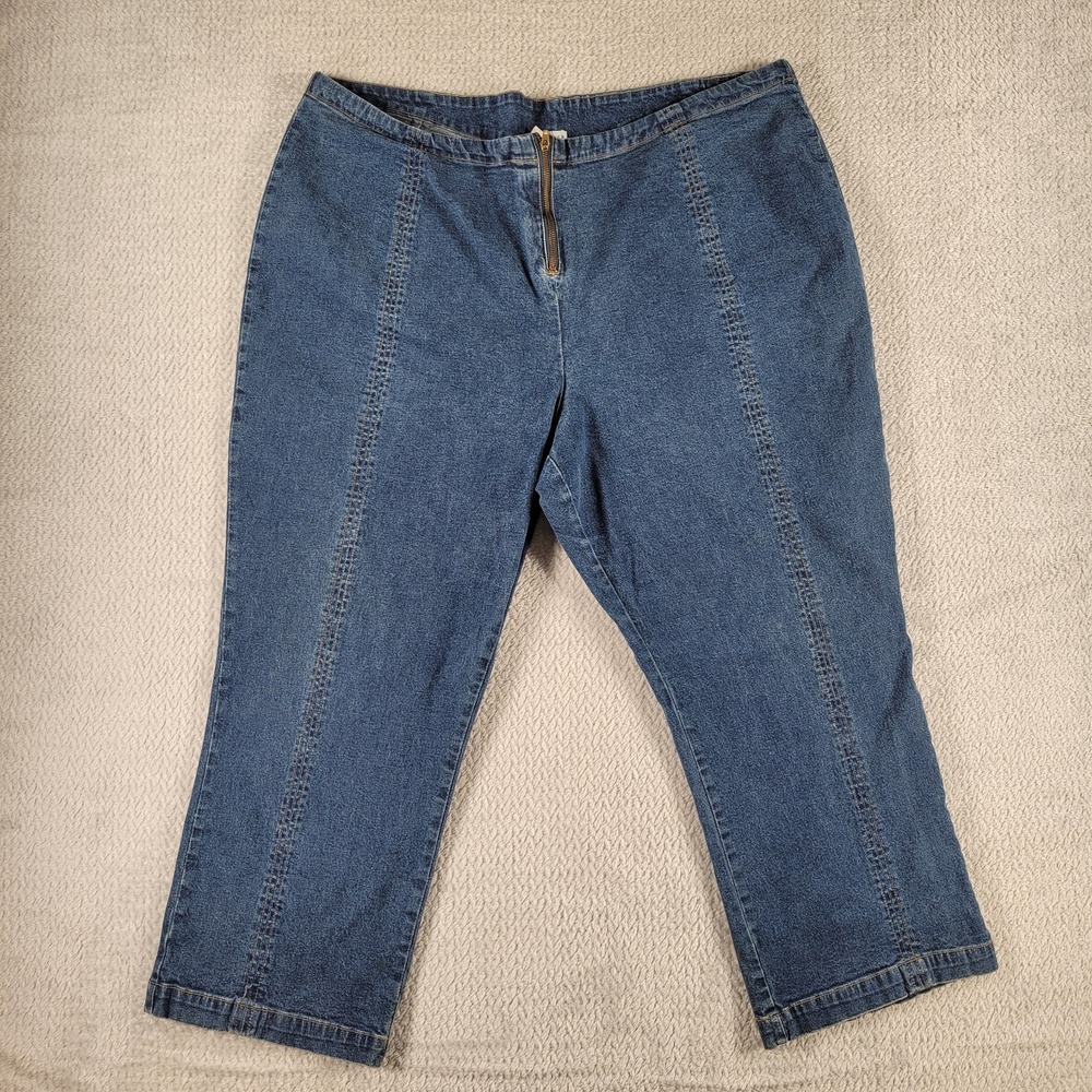 Carolina Blues front zip stretch capri blue jeans size 24W